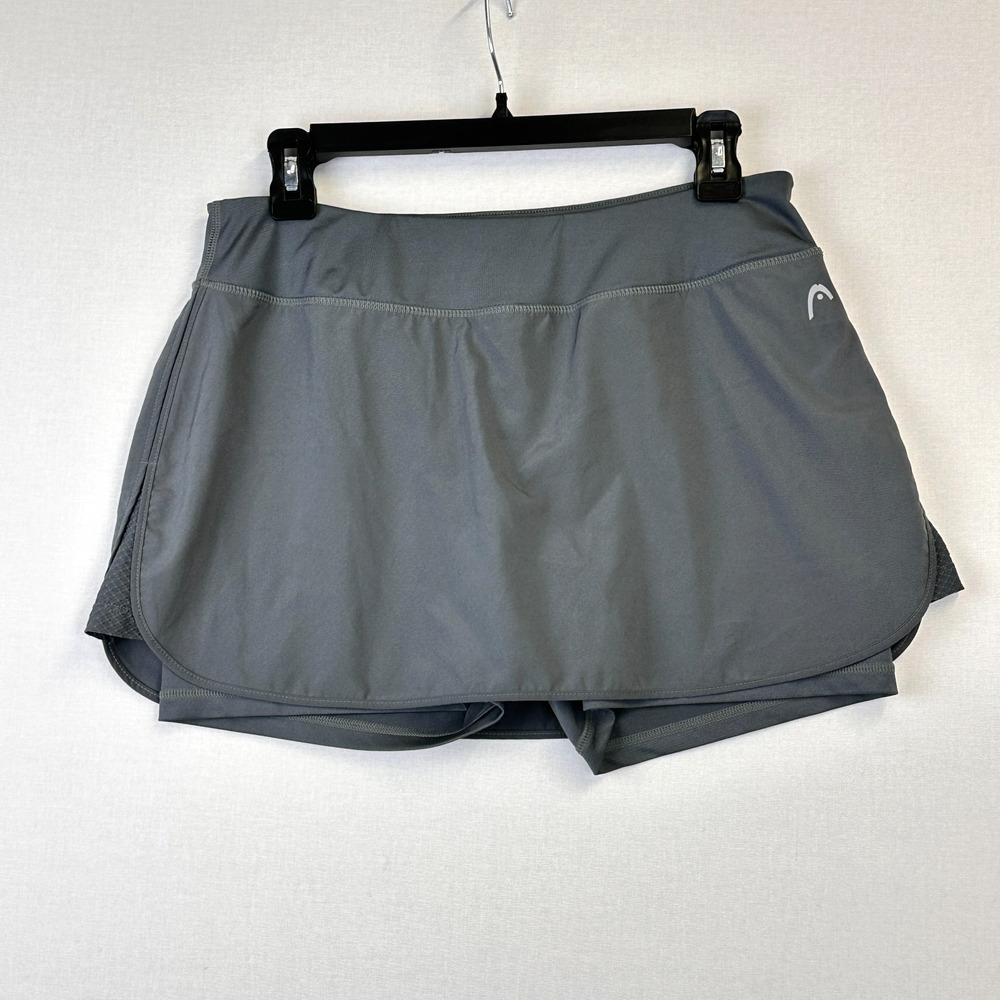 HEAD Women's Gray Athletic Tennis Golf Skort Built In Shorts Size L